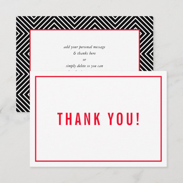 THANK YOU BAR MITZVAH modern simple red black (Front/Back)