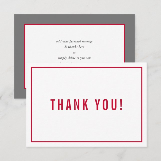 THANK YOU BAR MITZVAH modern simple red grey (Front/Back)
