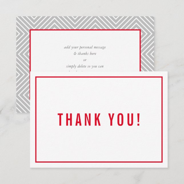 THANK YOU BAR MITZVAH modern simple red grey (Front/Back)