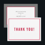 THANK YOU BAR MITZVAH modern simple red grey Card<br><div class="desc">by kat massard >>> https://linktr.ee/simplysweetpaperie <<< A simple, stylish way to say thank you to your guest's for attending your event. Setup as a template it is simple for you to add your own details, or hit the customise button and you can add or change text, fonts, sizes etc TIP...</div>