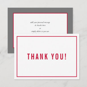 THANK YOU BAR MITZVAH modern simple red grey Card