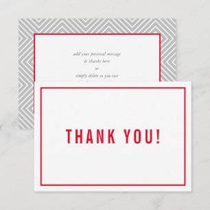 THANK YOU BAR MITZVAH modern simple red grey Card