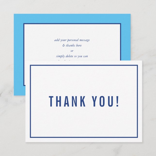 THANK YOU BAR MITZVAH modern simple royal blue (Front/Back)