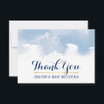 THANK YOU BAR MITZVAH modern star blue watercolor<br><div class="desc">by kat massard >>> kat@simplysweetPAPERIE.com <<< A simple, stylish way to say thank you to your guest's for attending your child's BAR MITZVAH Setup as a template it is simple for you to add your own details, or hit the customise button and you can add or change text, fonts, sizes...</div>