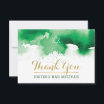 THANK YOU BAR MITZVAH modern star green watercolor<br><div class="desc">by kat massard >>> kat@simplysweetPAPERIE.com <<< A simple, stylish way to say thank you to your guest's for attending your child's BAR MITZVAH Setup as a template it is simple for you to add your own details, or hit the customise button and you can add or change text, fonts, sizes...</div>