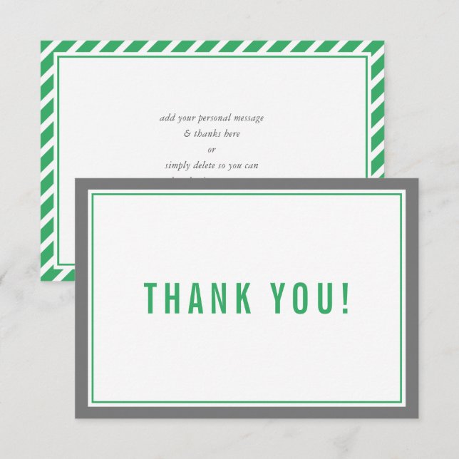 THANK YOU BAR MITZVAH modern stripe nfl green grey (Front/Back)