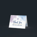 THANK YOU BAR MITZVAH star blue purple watercolor<br><div class="desc">by kat massard >>> kat@simplysweetPAPERIE.com <<< A simple, stylish way to say thank you to your guest's for attending your child's BAR MITZVAH Setup as a template it is simple for you to add your own details, or hit the customise button and you can add or change text, fonts, sizes...</div>