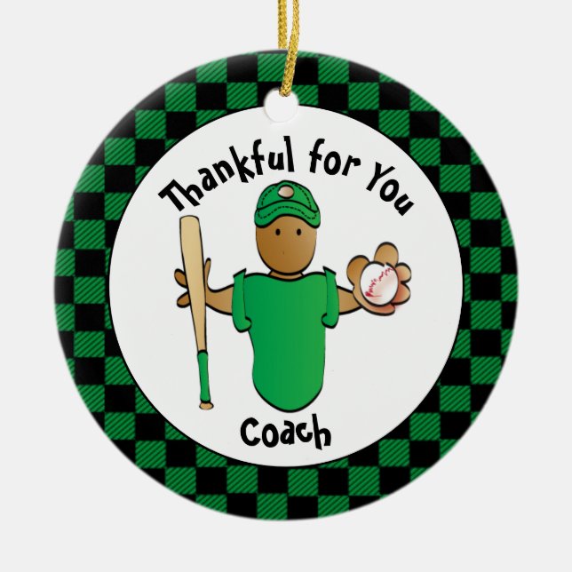 Thank You Baseball Coach Budget Holiday Gift  Ceramic Tree Decoration (Front)