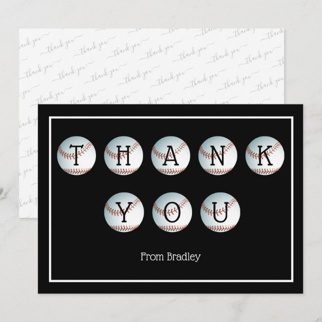 Thank You Baseball Custom Personalised Card (Front/Back)