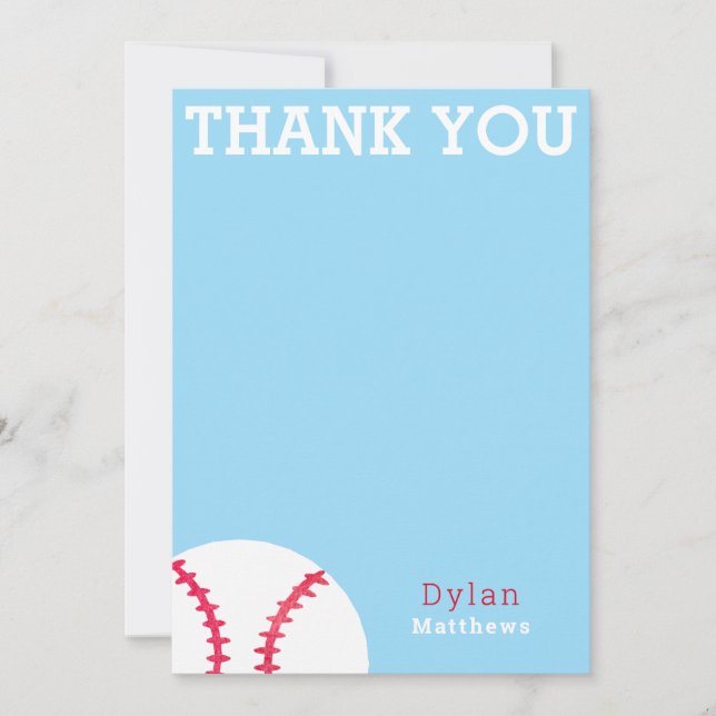 Thank You Baseball Sports Blue Personalised Card (Front)