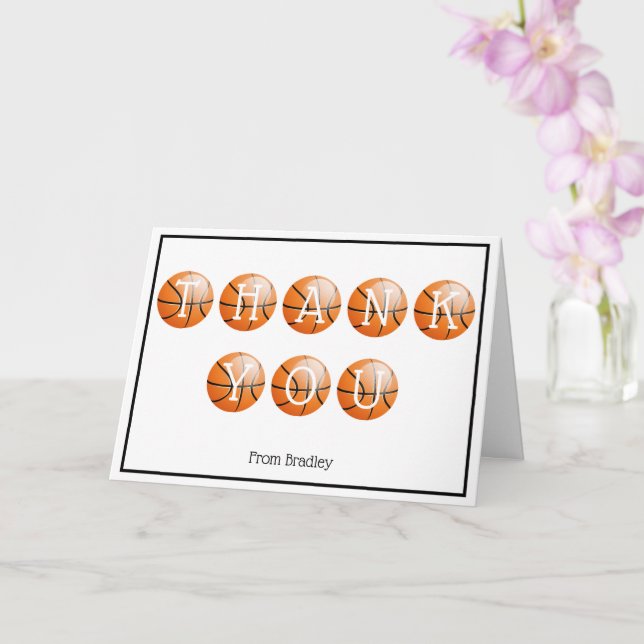 Thank You Basketball Custom Personalised Card (Orchid)