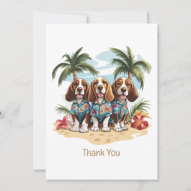 Thank You Basset Hound Dogs Hawaiian Shirts Card (Front)