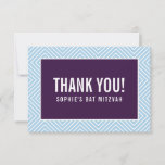 THANK YOU BAT MITZVAH modern edge aubergine blue<br><div class="desc">by kat massard >>> https://linktr.ee/simplysweetpaperie <<< A simple, stylish way to say thank you to your guest's for attending your event. Setup as a template it is simple for you to add your own details, or hit the customise button and you can add or change text, fonts, sizes etc TIP...</div>