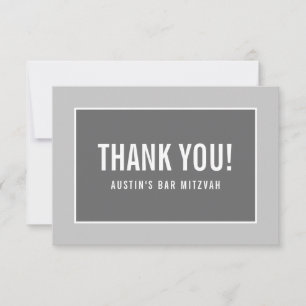 THANK YOU BAT MITZVAH modern edge geometric grey Card