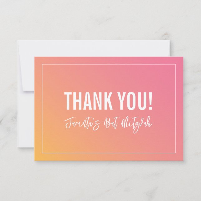 THANK YOU BAT MITZVAH modern pink yellow gradient (Front)