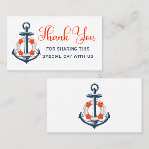 Thank You Beach Anchor Red Blue Nautical Wedding P Place Card