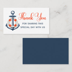 Thank You Beach Anchor Red Blue Nautical Wedding Place Card