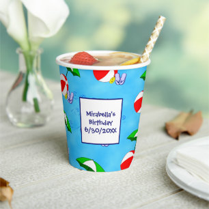 Thank You Beach Ball Pool Umbrella Party Paper Cups