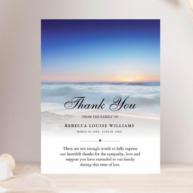 Thank You Beach Ocean Funeral Photo Sympathy Grief (Creator Uploaded)