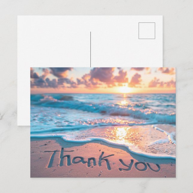 Thank You Beach Sand Writing Postcard (Front/Back)