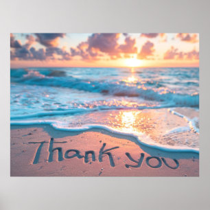 Thank You Beach Sand Writing Poster