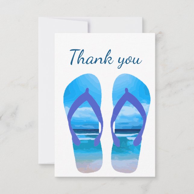 Thank You Beach Scene Flip Flops  Blank Inside (Front)
