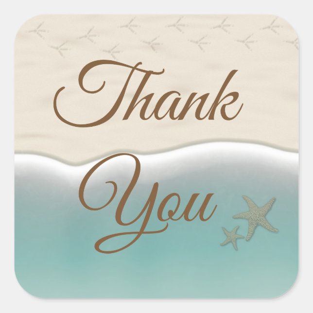 Thank You Beach Themed Oceanic Wedding Stickers (Front)