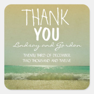 thank you beach wedding sticker