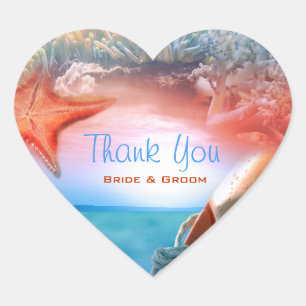 "Thank you" beach wedding tropical cruise Heart Sticker