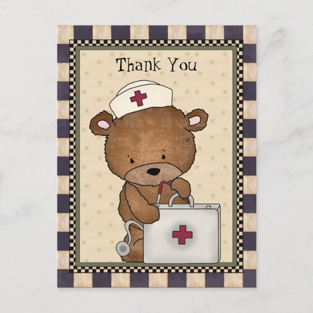 Thank You Bear Nurse postcard (Front)
