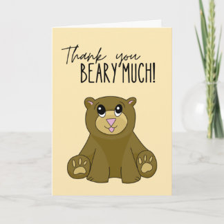 Thank You Bear-y Much Cute Bear Card