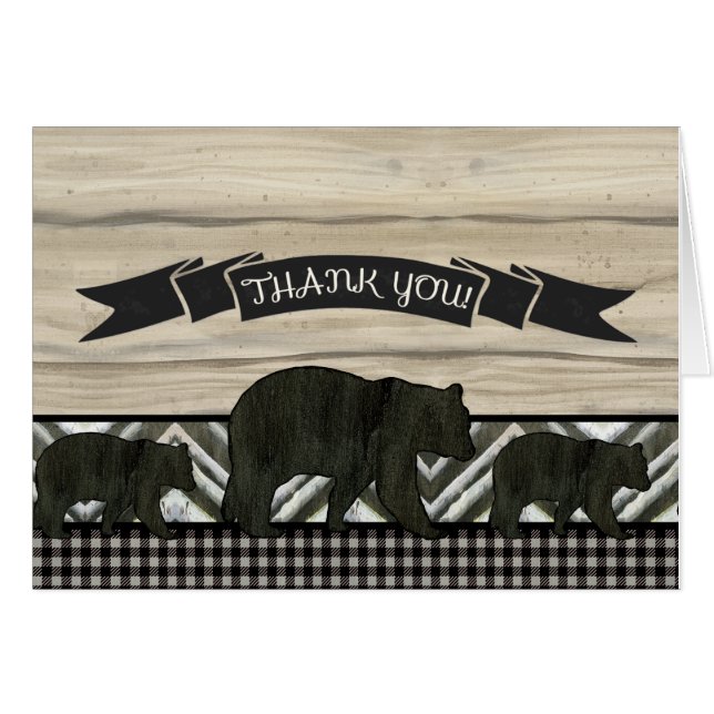 Thank You Bears Baby Boy Shower Lumberjack Plaid (Front Horizontal)