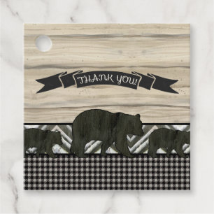 Thank You Bears Lumberjack Plaid Baby Boy Shower Favour Tags