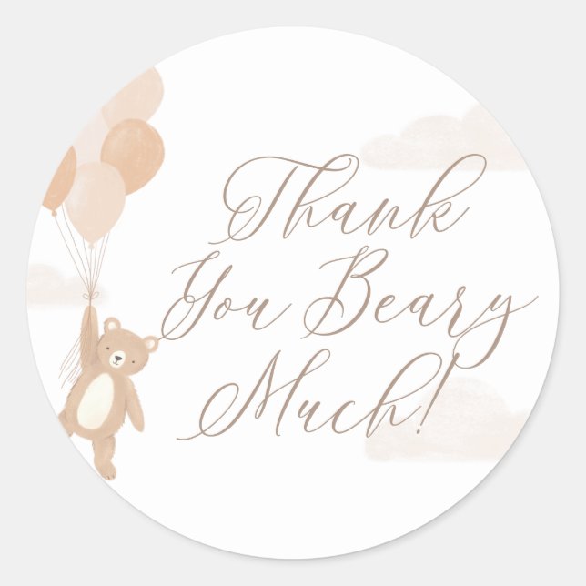 Thank You Beary Much Baby Shower Classic Round Sticker (Front)