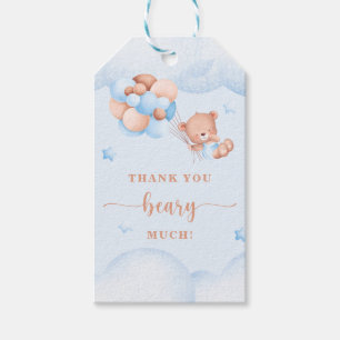 Thank You Beary Much Blue Baby Shower Gift Tag