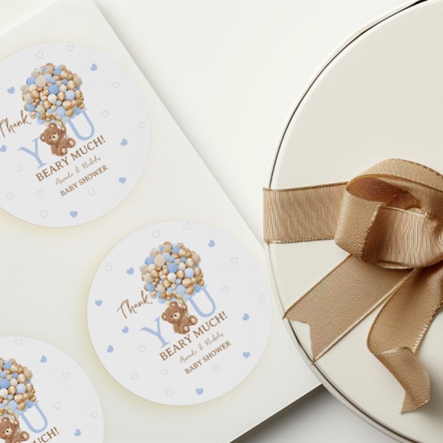 Thank You Beary Much Blue Bear Classic Round Sticker (Creator Uploaded)