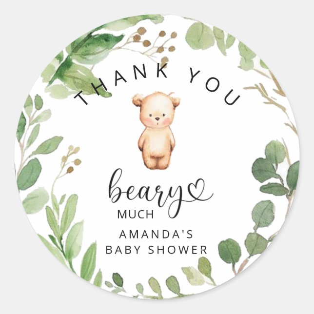 Thank you beary much classic round sticker (Front)