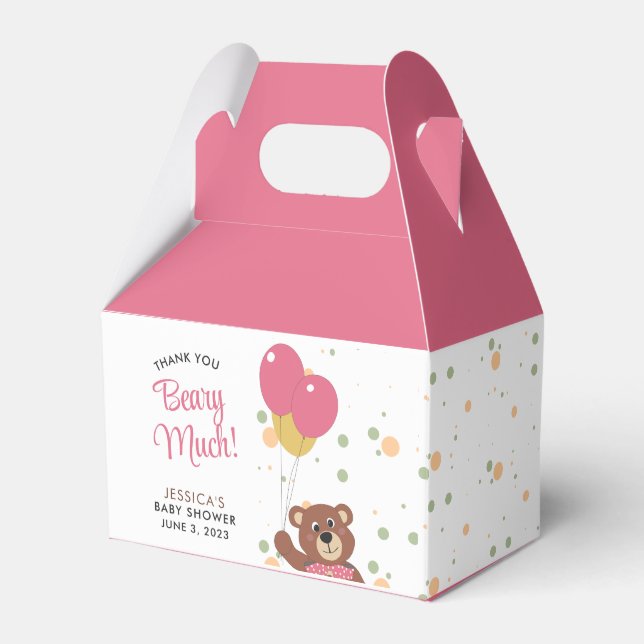 Thank You Beary Much Cute Baby Bear Pink Girl Favour Box (Front Side)