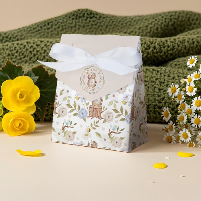 Thank You Beary Much Knitted Woodland Bear Floral Favour Box (Thank You Beary Much Knitted Woodland Bear Floral Favor Boxes)
