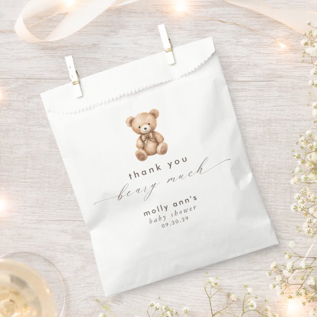 Thank You Beary Much Neutral Baby Shower  Favour Bags (Clipped)