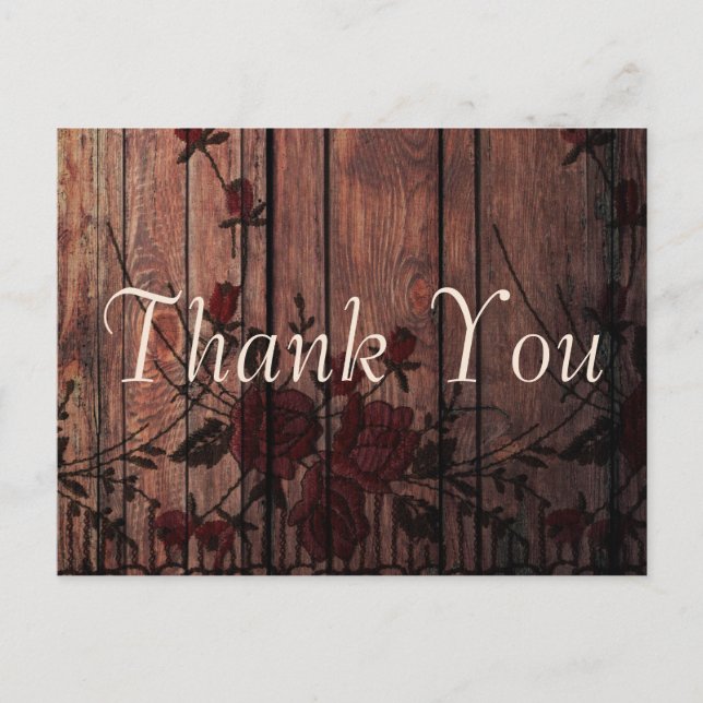 Thank You Beautiful Floral Faux Lace Postcard (Front)