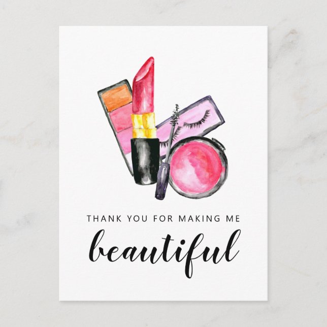 Thank you Beautiful Makeup Artist Lipstick Postcard (Front)