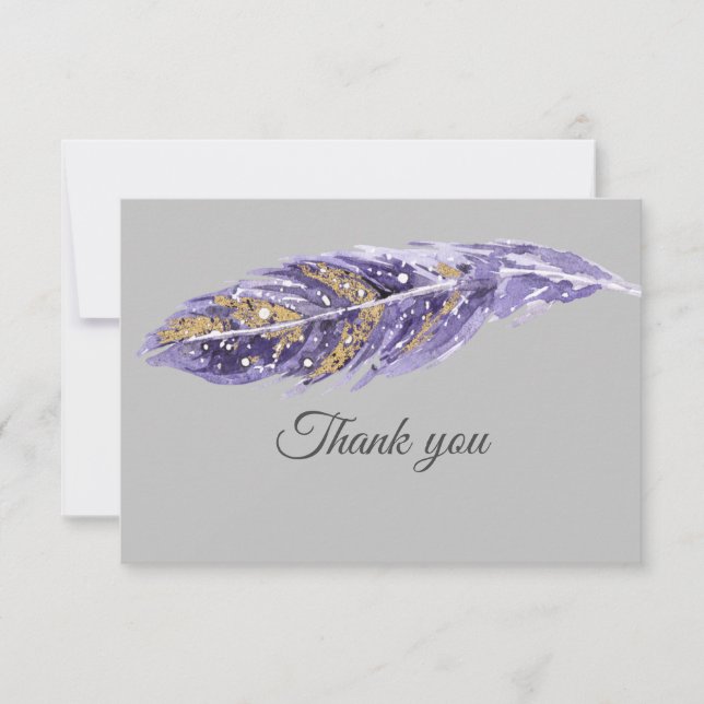 Thank You Beautiful Purple Gold Feather (Front)