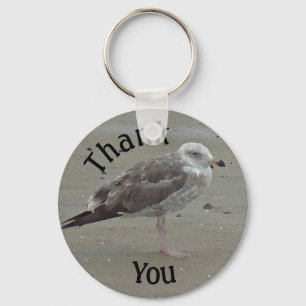 Thank You Beautiful Seagull on Sand Appreciation Key Ring