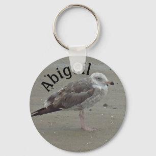 Thank You Beautiful Seagull on Sand Appreciation Key Ring