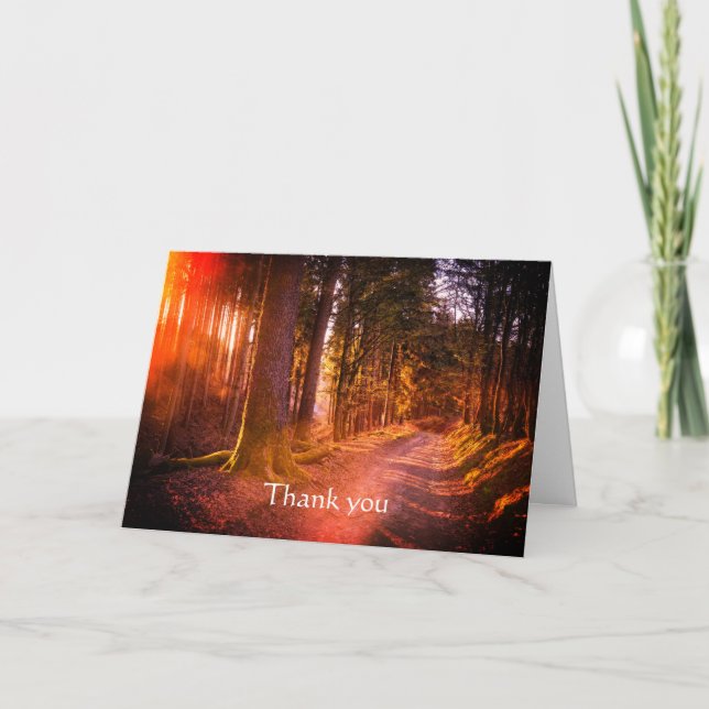 Thank you Beautiful Wilderness Forest Trail Sunset Card (Front)