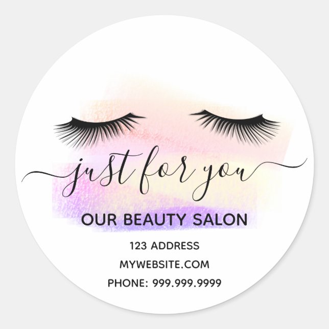 Thank you beauty salon light white lashes pastel classic round sticker (Front)