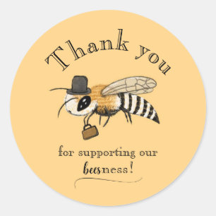 Thank you Bee Pun Business Classic Round Sticker