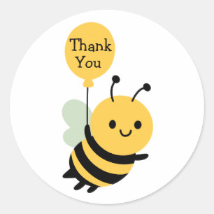 Thank You Bee Whimsical Classic Round Sticker