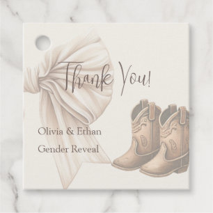 Thank You Beige Boots Or Bows Gender Reveal Favour Tags